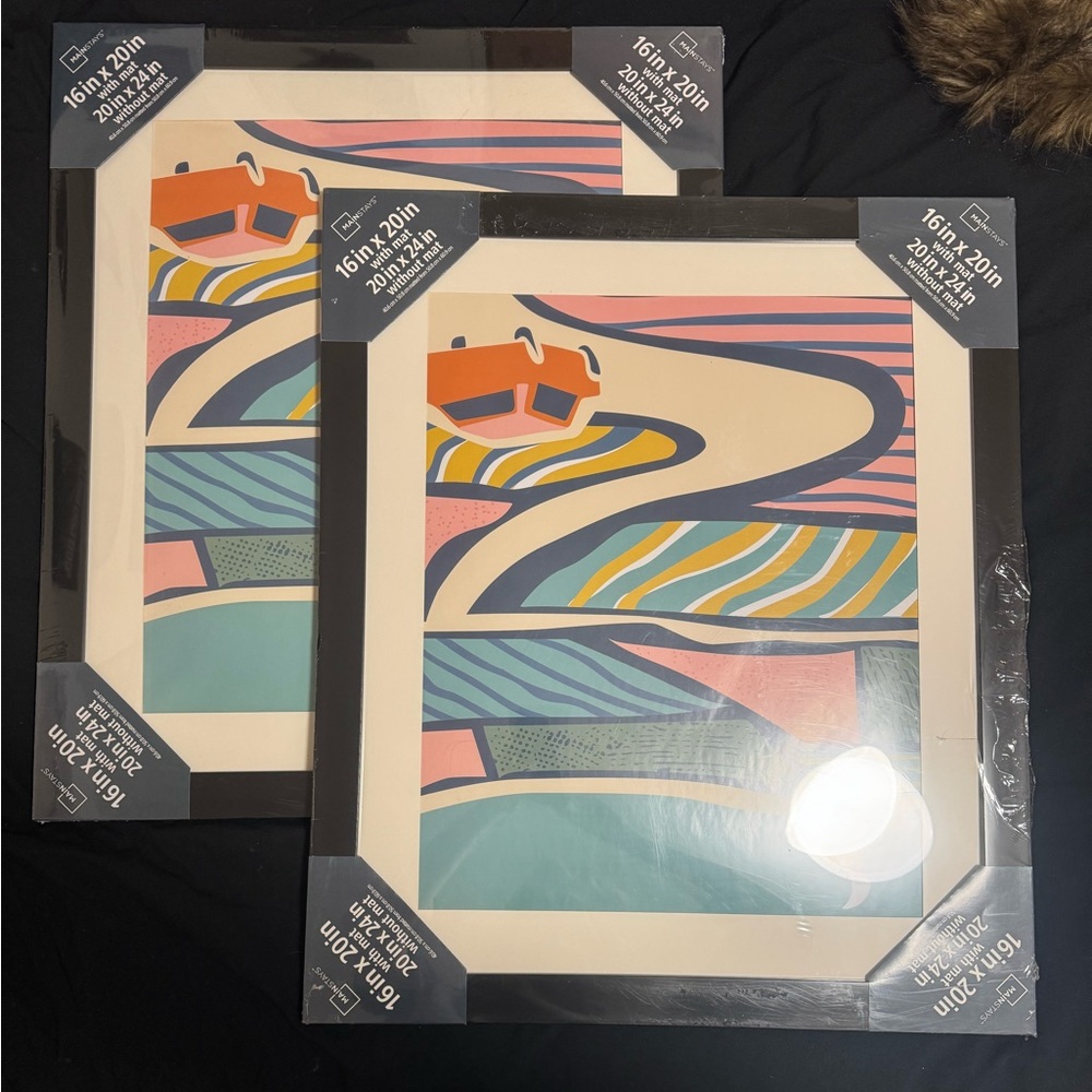 2x 16x20" black art frames